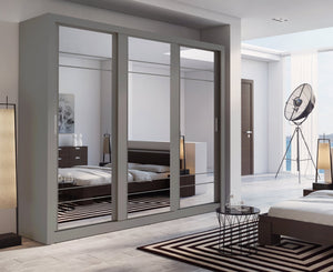 Arti AR-02 Sliding Door Wardrobe 250cm Arte-N ARTI AR-02-B The AR-02 is a brilliantly designed wardrobe with three mirrored doors aesthetic craftsmanship. It sts apart with its large, functional structure offers storage space in the form of seven compartments two exclusive hanging spaces. : W250cm x H215cm x D60cm Three Sliding Doors  Mirrors Two Hanging Rails [Additional Available To Purchase If Shelves Replaced] Six Shelves Made from 16mm high-quality laminated board  Weight: 223kg  Estimated Direct Home 