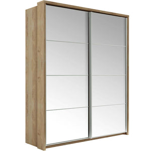 Arti AR-17 Sliding Door Wardrobe 180cm Arte-N ARTI AR-17-S A robust, two-door wardrobe with mirrored fronts compatibility with LED lights. The AR-17 has an optimized inside-layout with three hanging rails six compartments. The wardrobe is available in three different neutral colours – timeless white, graceful grey classy oak. : W180cm x H218cm x D57cm  Two Sliding Doors Mirror Three Hanging Rails  Five Shelves Optional LED Lighting Available  Made from 16mm high-quality laminated board Weight: 207kg Estimat