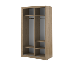 Load image into Gallery viewer, Arti 6 - 2 Sliding Door Wardrobe 120cm Arte-N ARTI AR-06-G Using minimal floor space, the Arti 6-2 is designed for small homes studio apartments. Two sliding doors are featured behind which a pair of compartments, two hanging sections three removable shelves can be found. Personalized internal arrangement is possible. The wardrobe is available in four colours – white, black, grey oak. W120cm x H215cm x D60cm Two Sliding Doors Mirror Two Hanging Rails Five Shelves Self-customised inside layout Powered LED li