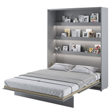 Load image into Gallery viewer, BC-12 Vertical Wall Bed Concept 160cm Arte-N BED CONCEPT BC-12 G The BC-12 is a large vertical wall bed that contains within it a queen-size bed. It is perfect for couples, in a studio apartment, where floor space is limited a stard bed is not practical. It features a noiseless opening system, supported by a pneumatic mechanism. Duvet straps are included LED lights are compatible. W171cm x H218cm x D46cm when folded D228cm when unfolded Functional shelves inside The maximum weight limit for each shelf - 5kg