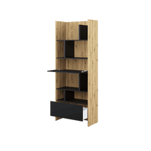 Load image into Gallery viewer, Bed Concept BC-22 Bookcase 84cm Arte-N BED CONCEPT BC-22 WM W84cm x H218cm x D40cm Colour: White Matt Oak Artisan Oak Artisan Black Grey One-Pull Down Door One Drawer Multiple Shelves Weight: 75kg Matching Furniture Available Made from 16mm high-quality laminated board Assembly Required Estimated Direct Home Delivery Time: 2 - 3 Weeks