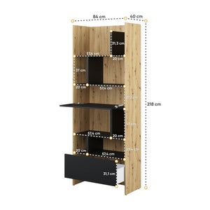 Bed Concept BC-22 Bookcase 84cm Arte-N BED CONCEPT BC-22 WM W84cm x H218cm x D40cm Colour: White Matt Oak Artisan Oak Artisan Black Grey One-Pull Down Door One Drawer Multiple Shelves Weight: 75kg Matching Furniture Available Made from 16mm high-quality laminated board Assembly Required Estimated Direct Home Delivery Time: 2 - 3 Weeks