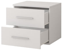 Load image into Gallery viewer, Omega OM-22 Bedside Table 55cm Arte-N OMEGA-I-22-W W55cm x H51cm x D44cm Colour: Front: White Matt Carcass: White Matt Grey Oak Sonoma Two Drawers Weight: 18kg ABS Edging Matching Furniture Available  Made from 16mm high-quality laminated board Assembly Required Estimated Direct Home Delivery Time: 4 - 5 Weeks