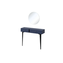 Load image into Gallery viewer, Milano Dressing Table 105cm Arte-N COLOURS CS-07-B W105cm x H80cm x D30cm Colour: Navy Sage Green Two Drawers [Soft-Close System] Black Metal Legs Mirror Not Included [Purchased Separately] Wall Mounted Matching Furniture Available Made from 16mm high-quality laminated board Assembly Required Weight: 18kg Estimated Direct Home Delivery Time: 2-4 Weeks *Fixings for wall mounting will not be provided as specific ones are required for your type of wall