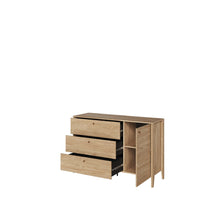 Load image into Gallery viewer, Cozy Chest Of Drawers 136cm Arte-N COZY CZ-04 W136cm x H91cm x D45cm Colour: Oiled Oak Three Drawers One Hinged Door One Shelf Weight: 54kg Matching Furniture Available  Made from 16mm high-quality laminated board Assembly Required Estimated Direct Home Delivery Time: 3 - 4 Weeks