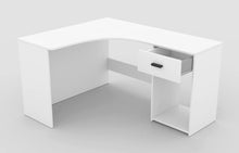Load image into Gallery viewer, Corner Desk 155cm Arte-N 2497LU03 W155cm x H75cm x D125cm Colour: White Oak Wotan Black One Drawer Open Compartment Assembly Required Made from 16mm high-quality laminated board Weight: 43kg Estimated Direct Home Delivery Time: 4 - 5 Weeks