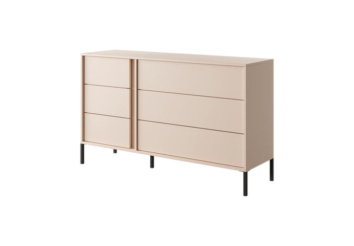 Dast Chest Of Drawers 137cm Arte-N DAST-J-B W137cm x H81cm x D40cm Colour: Beige Six Drawers Push-To-Open System ABS Edging Optional LED Lighting [Purchased Separately] Matching Furniture Available Made from 16mm high-quality laminated board Assembly Required Weight: 51kg Estimated Direct Home Delivery Time: 3-4 Weeks