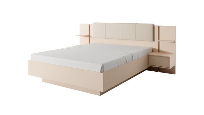 Dast Ottoman Bed With Bedside Cabinets [EU King] Arte-N DAST-K-B-SLATS W256cm x H104cm x D210cm Bed Size: 160 x 200cm [EU King] Colour: Beige Ottoman Storage Upholstered Headboard Two Bedside Tables Two Shelves Mattress Not Included [Purchased Separately] Push-To-Open System ABS Edging Optional LED Lighting [Purchased Separately] Matching Furniture Available Made from 16mm high-quality laminated board Assembly Required Weight: 117kg Estimated Direct Home Delivery Time: 3-4 Weeks