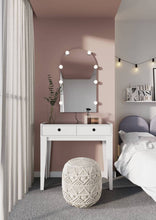 Load image into Gallery viewer, Femii FE-05 Dressing Table Arte-N FEMII FE-05 The Femii FE-05 creates the perfect place to indulge in some ‘me’ time. With a touch of modern design clean lines, it compliments any interior beautifully. The elegant dressing table with its two drawers has been finished in a universal white matt colour scheme that will effortlessly blend in any modern or contemporary decor. Made from 16mm laminated board, it is a durable piece that will st the test of time. W92cm x H84cm x D40cm Colour: White Matt Two Drawers 