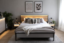 Load image into Gallery viewer, Gris Ottoman Bed [EU King] Arte-N GRIS GS-02-160 W192cm x H92cm x D211cm Bed Size: 160 x 200cm [EU King] Colour: Grey Black Underbed Storage LED Lighting Included Pneumatic Opening Closing Mattress Not Included Weight: 118kg Matching Furniture Available  Made from 16mm high-quality laminated board Assembly Required Estimated Direct Home Delivery Time: 3 - 4 Weeks