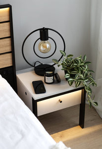 Gris Bedside Table 40cm Arte-N GRIS GS-05 W40cm x H40cm x D40cm Colour: Grey Black One Drawer LED Lighting Included Weight: 10kg Matching Furniture Available Made from 16mm high-quality laminated board Assembly Required Estimated Direct Home Delivery Time: 3 - 4 Weeks