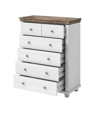 Load image into Gallery viewer, Evora 45 Chest of Drawers Arte-N 247DJU45 Functional, spacious practical, the Evora 45 combines timeless elegance cutting-edge aesthetics. This premium chest is crafted from 16mm laminated board for maximum structural strength, as well as resistance against abrasion, features six drawers for storage. It&#39;s available in Oak Lefkas with either a dark green or white finish. W90cm x H113cm x D42cm Colour: Abisko Ash  Oak Lefkas Green Oak Lefkas Six Drawers Matching Furniture Available Made from 16mm high-quality