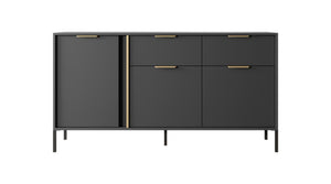 Lars Sideboard Cabinet 153cm [Drawers] Arte-N LARS-B-AN W153cm x H82cm x D40cm Colour: Anthracite Gold Three Hinged Doors Three Shelves Two Drawers Gold Hles Black Metal Legs ABS Edging Matching Furniture Available  Made from 16mm high-quality laminated board Assembly Required Weight: 48kg Estimated Direct Home Delivery Time: 3 - 4 Weeks