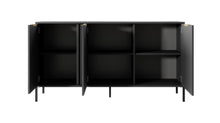 Load image into Gallery viewer, Lars Sideboard Cabinet 153cm Arte-N LARS-C-AN W153cm x H82cm x D40cm Colour: Anthracite Gold Three Hinged Doors Three Shelves Gold Hles Black Metal Legs ABS Edging Matching Furniture Available  Made from 16mm high-quality laminated board Assembly Required Weight: 43kg Estimated Direct Home Delivery Time: 3 - 4 Weeks