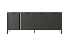Load image into Gallery viewer, Lars Sideboard Cabinet 203cm Arte-N LARS-E-AN W203cm x H82cm x D40cm Colour: Anthracite Gold Four Hinged Doors Four Shelves Gold Hles Black Metal Legs ABS Edging Matching Furniture Available  Made from 16mm high-quality laminated board Assembly Required Weight: 57kg Estimated Direct Home Delivery Time: 3 - 4 Weeks