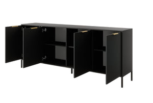 Lars Sideboard Cabinet 203cm Arte-N LARS-E-AN W203cm x H82cm x D40cm Colour: Anthracite Gold Four Hinged Doors Four Shelves Gold Hles Black Metal Legs ABS Edging Matching Furniture Available  Made from 16mm high-quality laminated board Assembly Required Weight: 57kg Estimated Direct Home Delivery Time: 3 - 4 Weeks