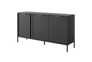 Lars Sideboard Cabinet 153cm Arte-N LARS-C-AN W153cm x H82cm x D40cm Colour: Anthracite Gold Three Hinged Doors Three Shelves Gold Hles Black Metal Legs ABS Edging Matching Furniture Available  Made from 16mm high-quality laminated board Assembly Required Weight: 43kg Estimated Direct Home Delivery Time: 3 - 4 Weeks