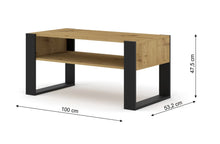 Load image into Gallery viewer, Mondi Coffee Table 100cm Arte-N MONDI-CT100x50-OA W100cm x H48cm x D53cm Colour: Oak Artisan White One Shelf Black Wooden Legs ABS Edging Matching Furniture Available  Made from 16mm high-quality laminated board Assembly Required Estimated Direct Home Delivery Time: 3 - 4 Weeks