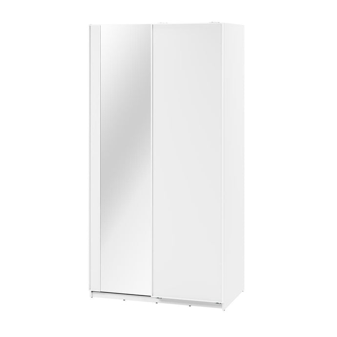 Maxi MX-01 Sliding Door Wardrobe 120cm Arte-N MAXI MX-01-WM W120cm x H235cm x D71cm Colour: White Two Sliding Doors  Five Shelves Two Hanging Rails Optional Additional Shelves Available  Optional LED Frame Available Matching Furniture Available Made from 16mm high-quality laminated board Assembly Required Weight: 156kg Estimated Direct Home Delivery Date: 3 - 4 Weeks