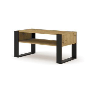 Mondi Coffee Table 100cm Arte-N MONDI-CT100x50-OA W100cm x H48cm x D53cm Colour: Oak Artisan White One Shelf Black Wooden Legs ABS Edging Matching Furniture Available  Made from 16mm high-quality laminated board Assembly Required Estimated Direct Home Delivery Time: 3 - 4 Weeks