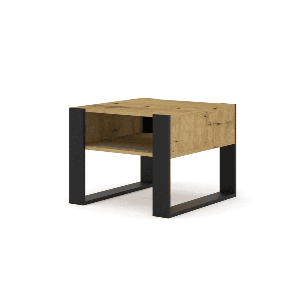 Mondi Coffee Table 60cm Arte-N MONDI-CT60x60-OA W60cm x H48cm x D63cm Colour: Oak Artisan White One Shelf Black Wooden Legs ABS Edging Matching Furniture Available  Made from 16mm high-quality laminated board Assembly Required Estimated Direct Home Delivery Time: 3 - 4 Weeks
