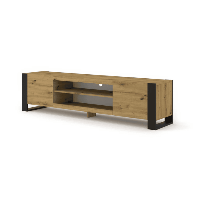 Mondi TV Cabinet 188cm Arte-N MONDI-RTV188-OA W188cm x H47cm x D40cm Colour: Oak Artisan White Two Hinged Doors One Shelf Cable Management System ABS Edging Weight: 34kg Matching Furniture Available  Made from 16mm high-quality laminated board Assembly Required Estimated Direct Home Delivery Time: 3 - 4 Weeks
