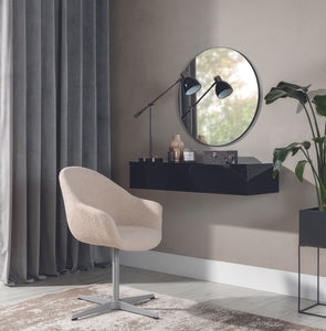 Navene Floating Dressing Table 100cm Arte-N NAVENE-NV-02-BLP W100cm x H20cm x D38cm Colour: Front: Black Gloss Carcass: Black Matt Front: White Gloss Carcass: White Matt Two Drawers ABS Edging Weight: 25kg Matching Furniture Available Made from 32mm 16mm high-quality laminated board Assembly Required Estimated Direct Home Delivery Time: 3 - 5 Weeks Fixings for wall mounting are not included as specific ones will be required for your type of wall