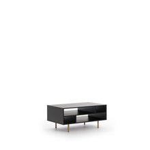 Load image into Gallery viewer, Nubia Coffee Table 100cm Arte-N NUBIA-NB-03-CAH W100cm x H45cm x D60cm Colour: Cashmere Black Open Compartments Gold Metal Legs Weight: 27kg ABS Edging Matching Furniture Available Made from 16mm high-quality laminated board Assembly Required Estimated Direct Home Delivery Time: 3 - 4 Weeks