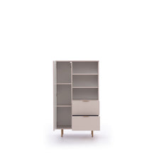 Load image into Gallery viewer, Nubia Highboard Cabinet 80cm Arte-N NUBIA-NB-04-CAH W80cm x H140cm x D41cm Colour: Cashmere Black One Hinged Door Four Shelves Two Drawers Gold Metal Legs Weight: 51kg ABS Edging Matching Furniture Available  MDF Milled Front Made from 16mm high-quality laminated board Assembly Required Estimated Direct Home Delivery Time: 3 - 4 Weeks