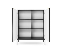 Load image into Gallery viewer, Nova Highboard Cabinet 104cm Arte-N NOVA-K-104-G The Nova highboard cabinet is modern, functional exceptionally well-built. Featuring two hinged doors four shelves, it has space to hide away clutter keep everything neat tidy. Its grooved fronts create an artistic touch that works perfectly in both contemporary as well as modern settings. This cabinet is made from 16mm laminated board reinforced with ABS edging for maximum strength durability. W104cm x H125cm x D39cm Colour: Black Matt Grey Matt White Matt T