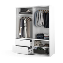 Load image into Gallery viewer, Arti 22 - 2 Sliding Door Wardrobe with Drawers 180cm Arte-N ARTI AR-22-OA Sturdy versatile, the Arti 22 is made from high-quality laminated board for resistance against scratches blunt damage. There are two sliding doors, one completely mirrored, a pair of drawers a segregated inside-layout for maximum utilization of space. This website is ideal for minimalist modern interiors or traditional, rustic-style homes.  W180cm x H216cm x D57cm Colour: Oak Artisan White Matt Two Sliding Doors Mirrors Two Drawers Tw
