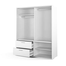 Load image into Gallery viewer, Arti 22 - 2 Sliding Door Wardrobe with Drawers 180cm Arte-N ARTI AR-22-OA Sturdy versatile, the Arti 22 is made from high-quality laminated board for resistance against scratches blunt damage. There are two sliding doors, one completely mirrored, a pair of drawers a segregated inside-layout for maximum utilization of space. This website is ideal for minimalist modern interiors or traditional, rustic-style homes.  W180cm x H216cm x D57cm Colour: Oak Artisan White Matt Two Sliding Doors Mirrors Two Drawers Tw