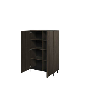Piemonte PE-05 Highboard Cabinet 92cm Arte-N PIEMONTE PE-05 W92cm x H144cm x D44cm Colour: Portl Ash Black Two Hinged Doors Six Shelves Maximum Weight Limit Per Shelf - 5kg Weight: 58kg Matching Furniture Available  Made from 16mm high-quality laminated board Assembly Required Estimated Direct Home Delivery Time: 3-5 Weeks