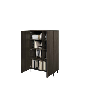 Piemonte PE-05 Highboard Cabinet 92cm Arte-N PIEMONTE PE-05 W92cm x H144cm x D44cm Colour: Portl Ash Black Two Hinged Doors Six Shelves Maximum Weight Limit Per Shelf - 5kg Weight: 58kg Matching Furniture Available  Made from 16mm high-quality laminated board Assembly Required Estimated Direct Home Delivery Time: 3-5 Weeks