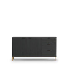 Load image into Gallery viewer, Pula Sideboard Cabinet 150cm Arte-N PL-01-GNT W150cm x H80cm x D41cm Colour: Navy Black Portl Ash Two Hinged Doors Three Drawers Two Shelves Gold Metal Legs Weight: 58kg Matching Furniture Available  Made from 16mm high-quality laminated board Assembly Required Estimated Direct Home Delivery Time: 3 - 4 Weeks