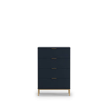 Load image into Gallery viewer, Pula Chest Of Drawers 70cm Arte-N PL-02-GNT W70cm x H104cm x D41cm Colour: Navy Black Portl Ash Four Drawers Gold Metal Legs Hles Weight: 41kg Matching Furniture Available Made from 16mm high-quality laminated board Assembly Required Estimated Direct Home Delivery Time: 3 - 4 Weeks