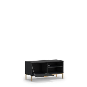 Pula TV Cabinet 101cm Arte-N PL-06-GNT W101cm x H50cm x D41cm Colour: Navy Black Portl Ash One Closed Compartment One Shelf Cable Management System Gold Metal Legs Hles Weight: 22kg Matching Furniture Available  Made from 16mm high-quality laminated board Assembly Required Estimated Direct Home Delivery Time: 3 - 4 Weeks