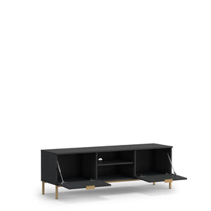 Pula TV Cabinet 150cm Arte-N PL-07-GNT W150cm x H50cm x D41cm Colour: Navy Black Portl Ash Two Closed Compartments One Shelf Cable Management System Gold Metal Legs Hles Weight: 31kg Matching Furniture Available  Made from 16mm high-quality laminated board Assembly Required Estimated Direct Home Delivery Time: 3 - 4 Weeks