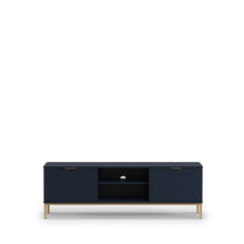 Load image into Gallery viewer, Pula TV Cabinet 150cm Arte-N PL-07-GNT W150cm x H50cm x D41cm Colour: Navy Black Portl Ash Two Closed Compartments One Shelf Cable Management System Gold Metal Legs Hles Weight: 31kg Matching Furniture Available  Made from 16mm high-quality laminated board Assembly Required Estimated Direct Home Delivery Time: 3 - 4 Weeks
