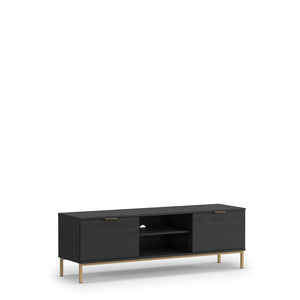 Pula TV Cabinet 150cm Arte-N PL-07-GNT W150cm x H50cm x D41cm Colour: Navy Black Portl Ash Two Closed Compartments One Shelf Cable Management System Gold Metal Legs Hles Weight: 31kg Matching Furniture Available  Made from 16mm high-quality laminated board Assembly Required Estimated Direct Home Delivery Time: 3 - 4 Weeks