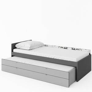 Pok PO-14 Bed with Trundle Storage Arte-N POK-PO-13-PO-14 A modern bed + trundle combo that is perfect for a child’s room. It is made from 16mm laminated board has a high stard of resistance against abrasion moisture. It also features two large drawers that are built in at one side of the bed for all your storage needs. A high-quality mattress is also included in the purchase it is made using the soft but durable materials, ensuring your child's comfort when resting or sleeping. W95cm x H68cm x D205cm Bed S