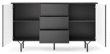 Load image into Gallery viewer, Raven Sideboard Cabinet 144cm Arte-N RAVEN-KSZ1442D-BM W144cm x H83cm x D38cm Colour: Graphite Two Hinged Doors Two Shelves Three Drawers Push-To-Open System Weight: 50kg Matching Furniture Available  Made from 16mm high-quality laminated board MDF Rippled Fronts Assembly Required Estimated Direct Home Delivery Time: 2-4 Weeks 