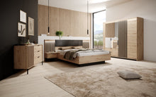 Load image into Gallery viewer, Tally Ottoman Bed [EU King] Arte-N TALLY-C-ANTH-SLATS W163cm x H104cm x D210cm Bed Size: 160 x 200cm [EU King] Colour: Oak Artisan Anthracite Underbed Storage Included ABS Edging Matrress Not Included [Purchased Separately] Matching Furniture Available Made from 16mm high-quality laminated board Assembly Required Weight: 90kg Estimated Direct Home Delivery Time: 3 - 5 Weeks