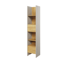 Load image into Gallery viewer, Teen Flex TF-02 Bookcase 44cm Arte-N TEEN FLEX TF-02 W44cm x H218cm x D40cm Colour: Silk Flou Oak Hickory Two Shelves One Drawer One Closed Compartment Weight: 43kg Matching Furniture Available Made from 16mm high-quality laminated board Assembly Required Estimated Direct Home Delivery Time: 3-4 Weeks