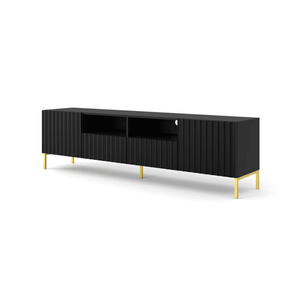Wave TV Cabinet 200cm Arte-N WAVE-RTV200-2D2S-WM 
Dimensions: W200cm x H56cm x D42cm
Colour:

White
Black

Two Hinged Doors [Push-To-Open]
Two Drawers
Two Open Compartments
Cable Management System
Matching Furniture Available 
MDF Fronts
Made from 16mm high-quality laminated board
Assembly Required
Weight: 45kg
See "Shipping" Tab above for delivery times
