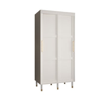 Load image into Gallery viewer, Tromso I Sliding Door Wardrobe 100cm Arte-N CALIPSO RAM 1 100 B 
Dimensions: W100cm x H208cm x D62cm
Colour:

White
Black

Two Sliding Doors
Two Hanging Rails
Five Shelves
Optional Drawers [Purchased Separately]
Gold Plastic Handles
Wooden Legs
Edges PVC Finished
MDF Fronts
Made from 16mm high-quality laminated board
Assembly Required
Weight: 105kg
See &quot;Shipping&quot; Tab above for delivery times
