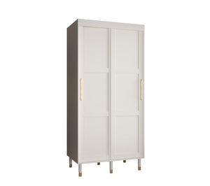 Tromso I Sliding Door Wardrobe 100cm Arte-N CALIPSO RAM 1 100 B 
Dimensions: W100cm x H208cm x D62cm
Colour:

White
Black

Two Sliding Doors
Two Hanging Rails
Five Shelves
Optional Drawers [Purchased Separately]
Gold Plastic Handles
Wooden Legs
Edges PVC Finished
MDF Fronts
Made from 16mm high-quality laminated board
Assembly Required
Weight: 105kg
See "Shipping" Tab above for delivery times
