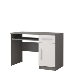 Omega OM-08 Computer Desk 110cm Arte-N OMEGA-I-08-W W110cm x H76cm x D50cm Colour: White Matt Grey Matt Oak Sonoma Two Drawers One Hinged Door One Shelf Weight: 33kg ABS Edging Matching Furniture Available  Made from 16mm high-quality laminated board Assembly Required Estimated Direct Home Delivery Time: 4 - 5 Weeks