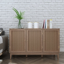 Load image into Gallery viewer, Bordeaux Large Sideboard LPD BORDSIDELGE 5036464073675 MDF Colour: Oak Dimensions: 782mm x 1282mm x 394mm Our new Bordeaux range will offer a modern yet boho vibe to your decor. Wooden framed pieces with on-trend rattan fronts, complete with gold fittings and handles to add that little extra luxe detail.