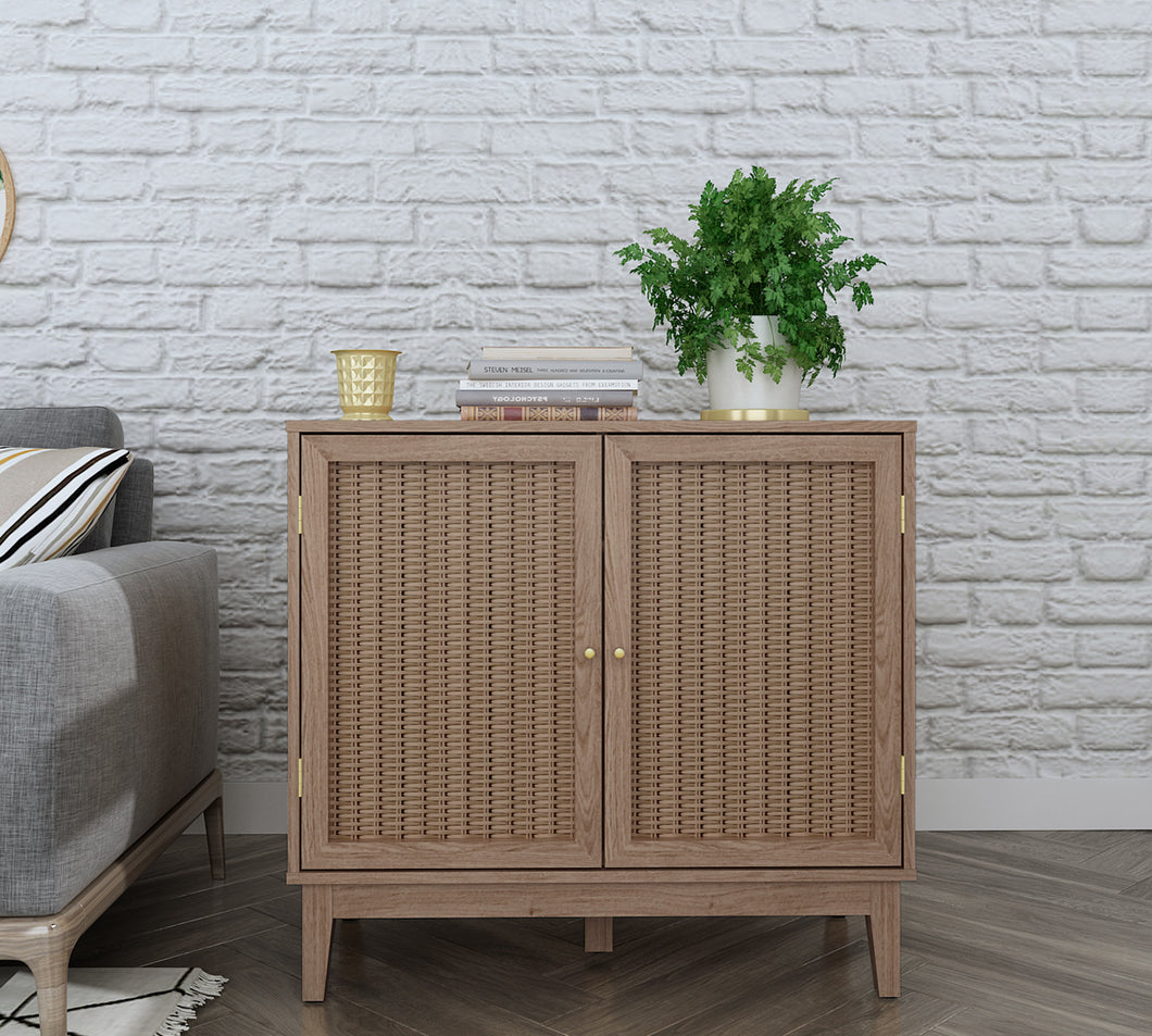Bordeaux Small Sideboard LPD BORDSIDESML 5036464073651 MDF Colour: Oak Dimensions: 782mm x 842mm x 394mm Our new Bordeaux range will offer a modern yet boho vibe to your decor. Wooden framed pieces with on-trend rattan fronts, complete with gold fittings and handles to add that little extra luxe detail.